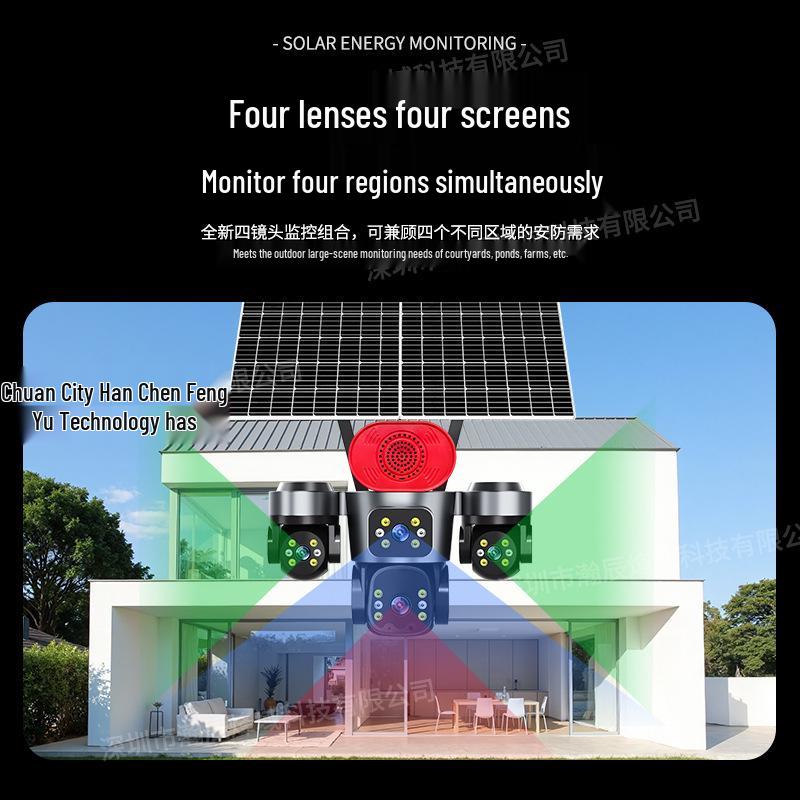 AOV Solar 4G Four-Lens Surveillance Camera with 8MP HD Night Vision for Outdoor Monitoring