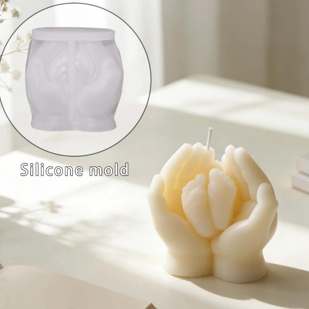 DIY Craft Hand Holding Feet Mold Decorative Soap Mould Silicone Candle Mold  Aromatherapy Use