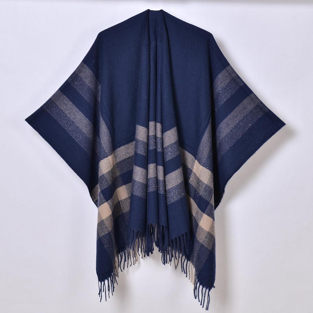 Women's Autumn/Winter Plaid Jacquard Tassel Shawl Scarf Cape