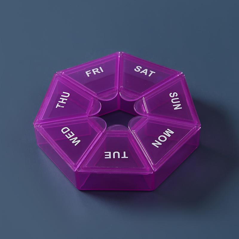 Seven-Day Transparent Pill Organizer - Portable, Colored, Weekly Medicine Storage Box