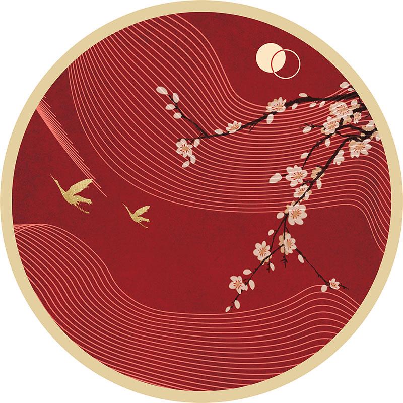 Chiness Style Round Carpet for Living Room Geometric Wave Print Floor Mat for Bedroom Kids Room Computer Chair Parlor Area Rugs