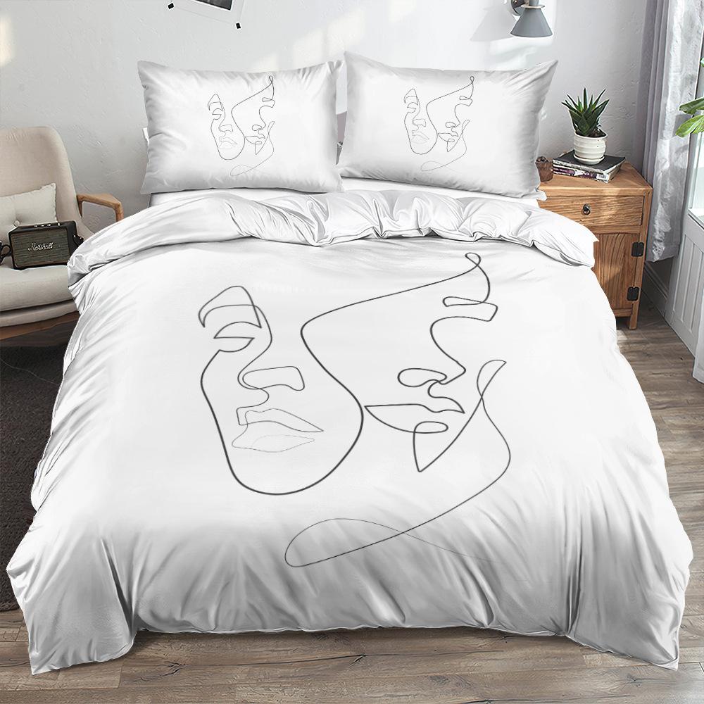 3D Valentine's Day Bedding Set, Couple Down Duvet and Pillowcase, Couple Room Full Size Creative Minimalist Home Textile Valentine's Day Gift