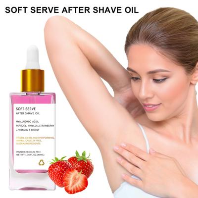 Lot de 2 huiles après-rasage à la fraise et à la vanille pour une peau lisse, huiles essentielles, huile parfumée hydratante après-rasage, 40 ml, huile de rasage douce pour hommes et femmes