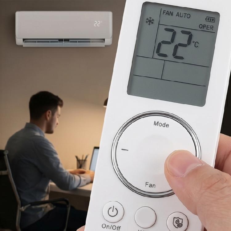 LCD Display Remote Control for YBE1F Air Conditioner Use, White Direct Setup Handset with Temperature Mode Fan Swing Timer Sleep Light Button