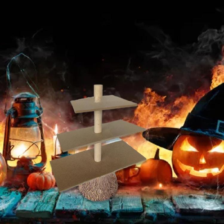 Broom Wood Display Stand, 3 Tiers Cake Stand Holder for Halloween Cake Decoration