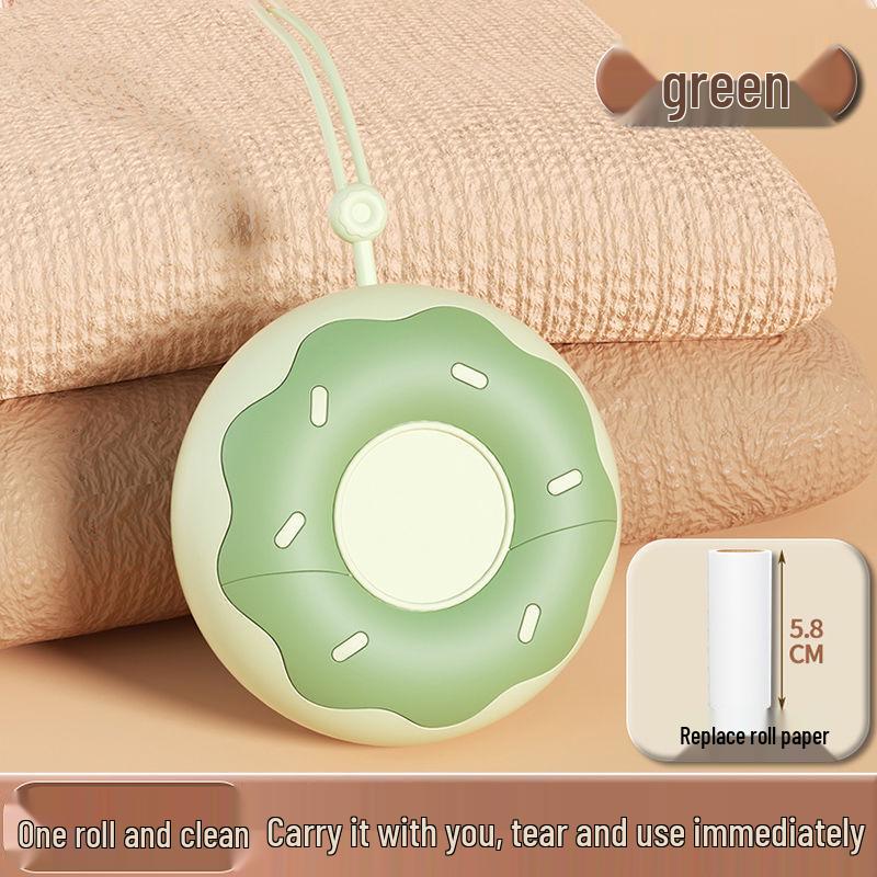 Compact Cute Donut Lint Roller with Tearable Replacement Rolls for Clothes