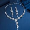 Damen modisches Design, Blatt-Halskette, Ohrringe, Zirkon-Set mit Krone, Hochzeitsfeier, Weihnachtsgeschenk