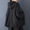 Übergroße Vintage schwarze Kapuzenjacken für Damen Oberbekleidung lässig locker Frühling Herbst Jacke Mantel