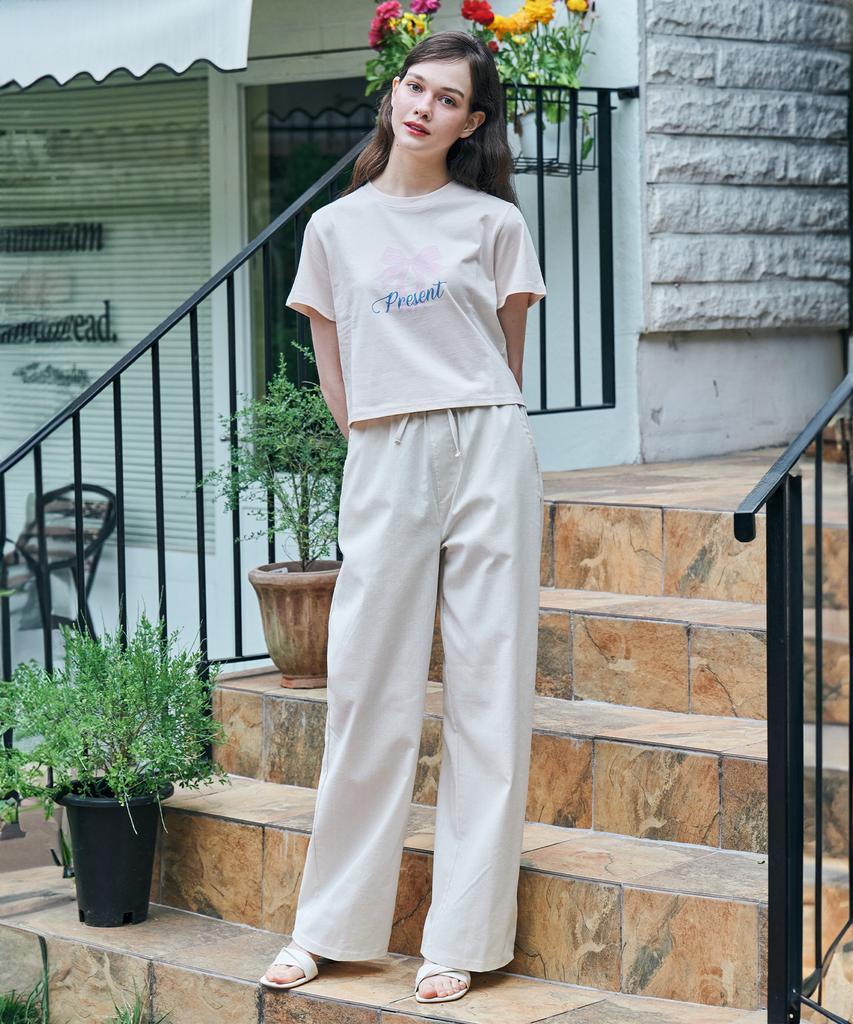 Metapeo Met Summer Wide Elastic Pants Ivory