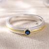 Classic Inlaid Blue CZ Women's Ring Retro Two Color Geometry Daily Wear Party Jewelry Anniversary Gift