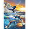 5D DIY Diamond Painting Full Round Animal Dolphin Diamond Embroidery Painting Cross Stitch Kit Home Decoration Rhinestone Gift