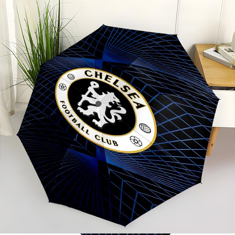 Football Club F.C Print Automatic Open Close Umbrella, Portable Foldable Umbrella, for Outdoor Commute Camping Trip, Ideal Birthday Gift