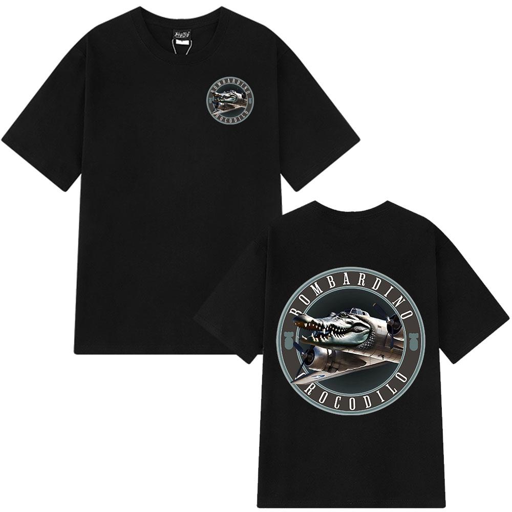 Bombardiro Crocodilo T-shirts Italian Brainrot Funny Meme Crocodile Plane Bomber T-shirt Men Women Cotton Short Sleeve T Shirts