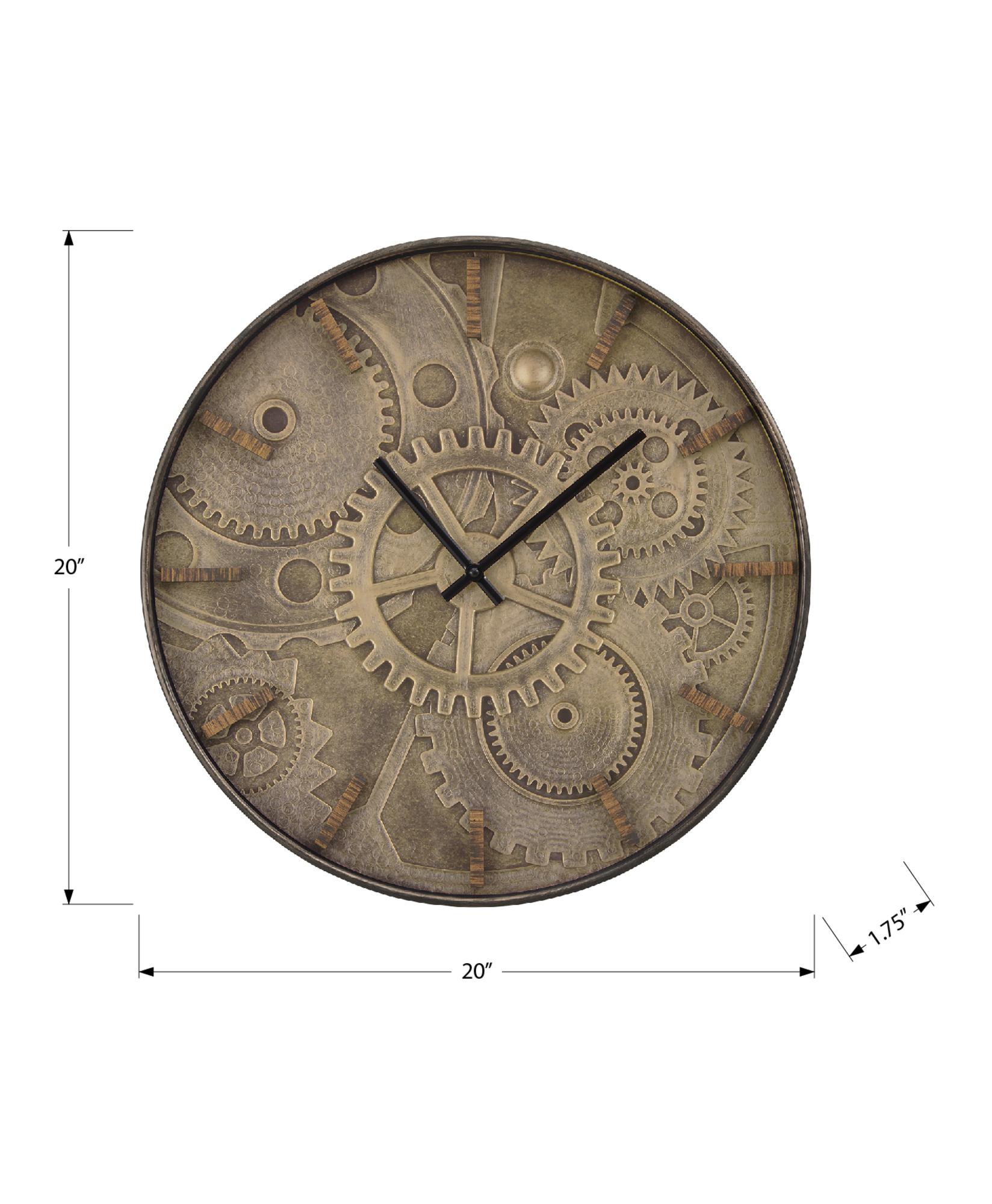 A Statement Making,on-trend 20 Round Wall Clock in a Vintage-look with a Printed Gears Background,just Right for a Transitional (as the picture,20 Inches(50.80cm))