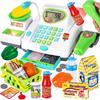 HERSITY Kids Toy Cash Register with Scanner and Microphone, Pretend Play Money Electronic Calculator Realistic Children's Supermarket Cashier Games