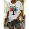 Ladies' Vibrant Butterfly Tree Patterned T-shirt