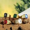 Schwarzer Achat Edelstein Edelstahlring Mode Nischenstil Hip Hop Wasserdicht Kein Ausbleichen Hand
