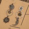 1 Pair Retro Creative Moon & Sun Long Pendant Earrings, Fashion Jewelry for Men