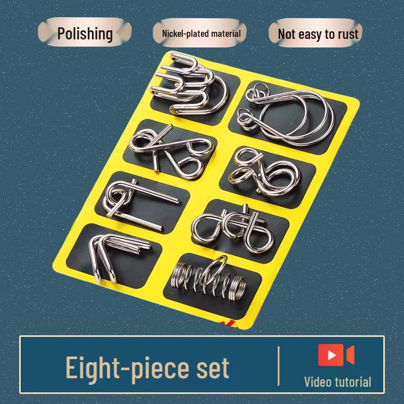 Nine-Piece Interlocking IQ Puzzle Set - Luban and Kongming Locks for Children's Education