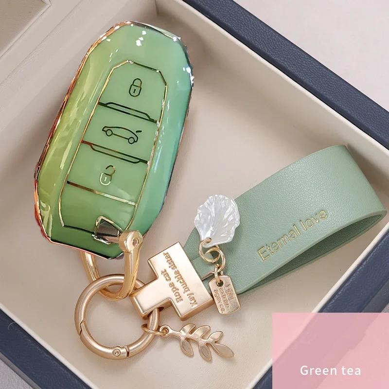 Hot Interior Mouldings Shell Cover Holder Car Key Fob Case 5008 DS5 DS6 For Peugeot 208 DS3 For Citroen C4 C5 X7 TPU Smart Remot