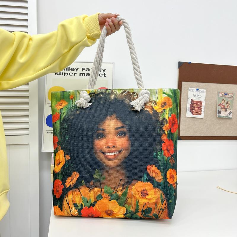 Tote Bag Portable Shopping Bag Women's Thick Rope Large-capacity Beach Bag
