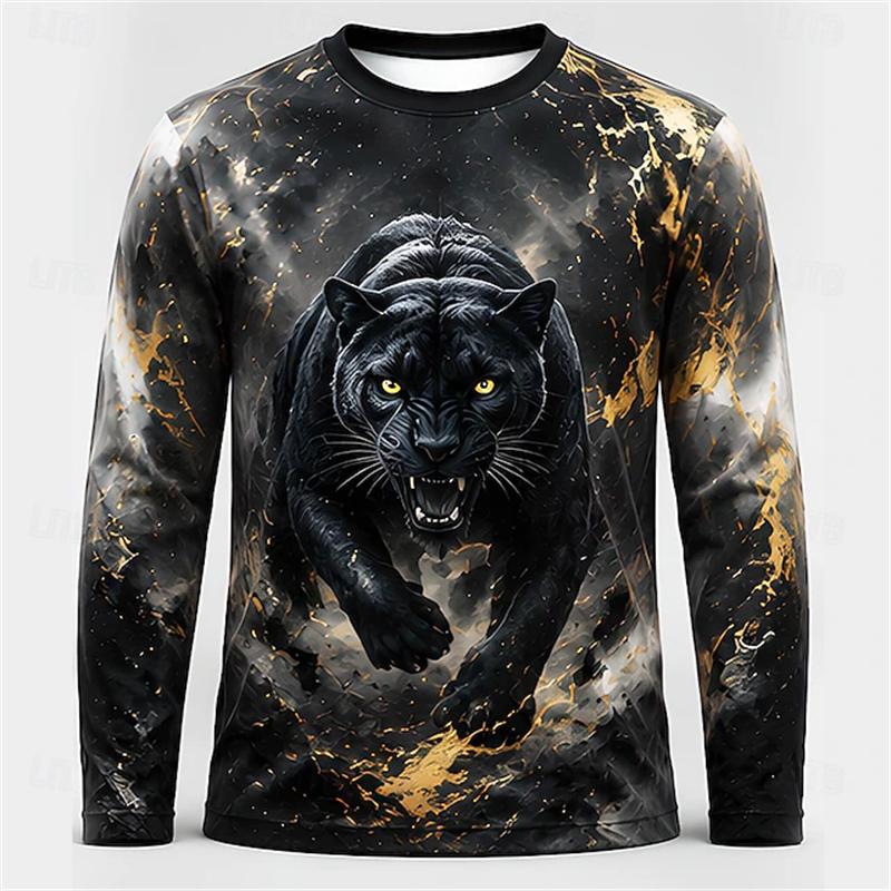 Men's Gothic Dragon Long-Sleeve T-Shirt Fashionable Casual Round-Neck Top Loose-Fitting and Breathable Men's Long-Sleeve Shirt