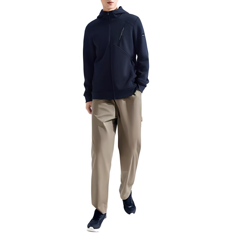 Anta Solid Color Thick Knit Sports Jacket Men Jackets Black 152337709N-2