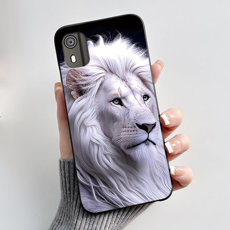 For Nokia C02 Phone Case Cute Funny Love Rabbit Animal Black Matte Soft TPU Protective Back Cover for Nokia C2 2nd Edition Case