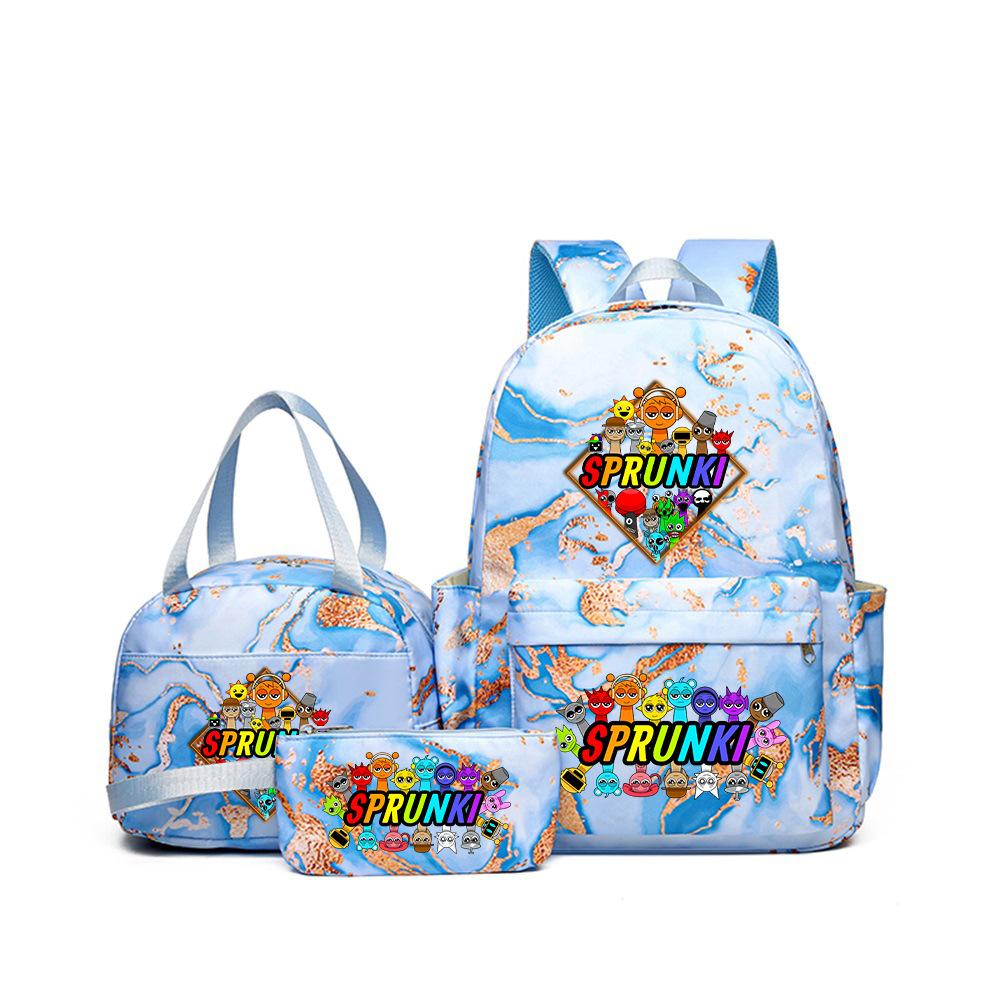 Rhythm Box Music Game Heat Transfer Backpack Sprunki Primary and Secondary School Students Children's Cute Schoolbag Three-piece Set