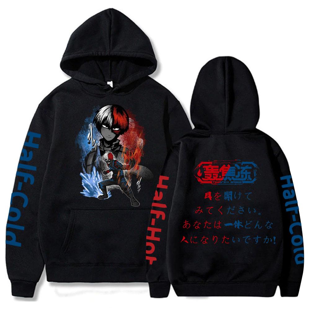 Anime My Hero Academia Todoroki Shoto Fajna Drukowana Bluza z Kapturem Męska Damska Oversize Bluzy Manga Bluza Harajuku Męska Streetwear