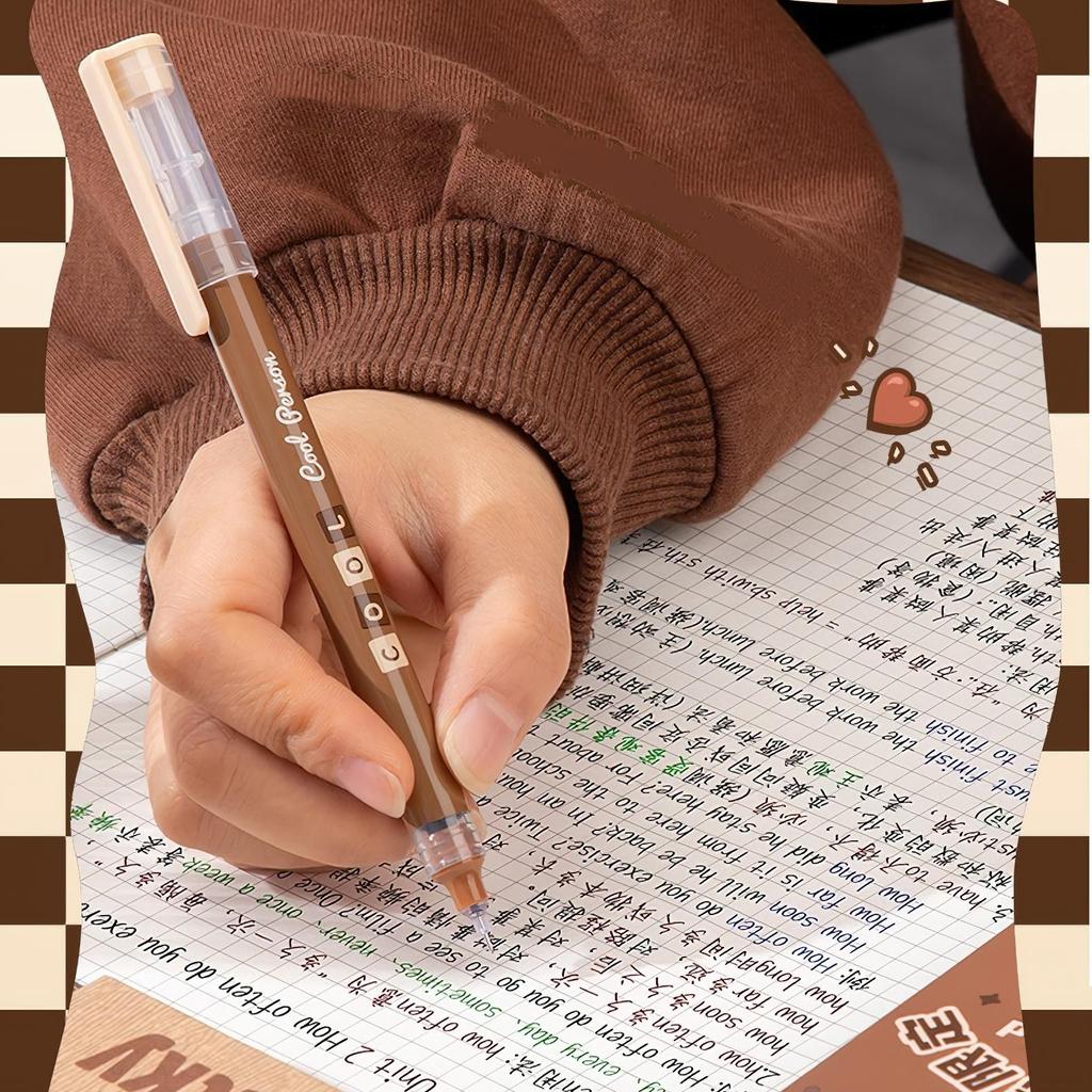 6ks Maillard sada gelových per, kávové tóny 0,5 mm kuličkové pero, černá barva, rychleschnoucí inkoust na psaní