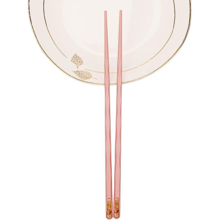 10 Pairs Reble Chopsticks, 9.5-Inch Dishwasher Safe, Heat-Resistant, Non-Slip, Colorful Chinese Style Chopsticks with Unique Pattern Designs (Wavy)
