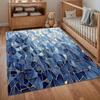 Blue Mosaic Area Rug Non Slip Washable Floor Carpet for Living Room Bedroom Entryway with Irregular Tile Pattern