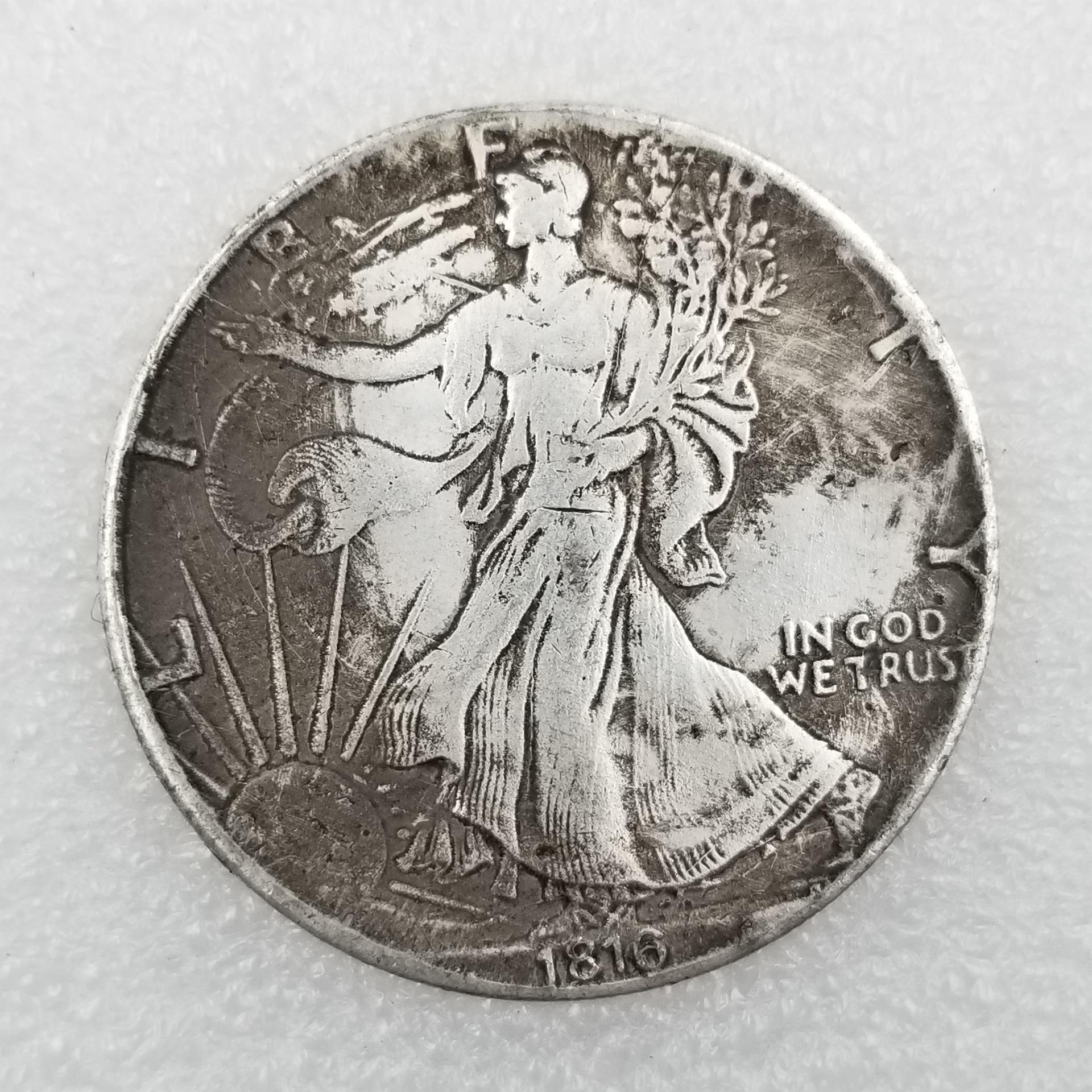 American Brass & Silver Plated 1816 Antique Craftsmanship Silver Dollar Replica Gold