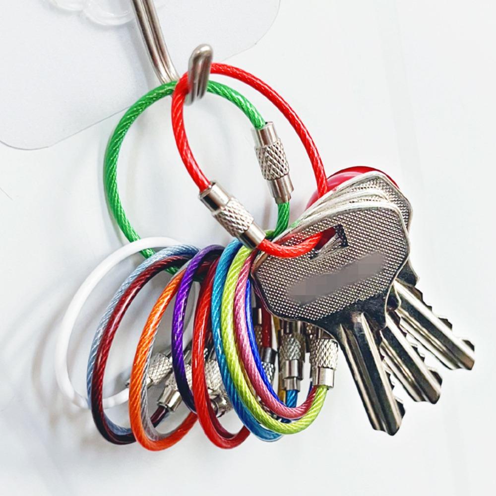 20PCS color paint wire rope 25 colors manufacturer wholesale key ring chain DIY tag cartoon key lanyard accessories