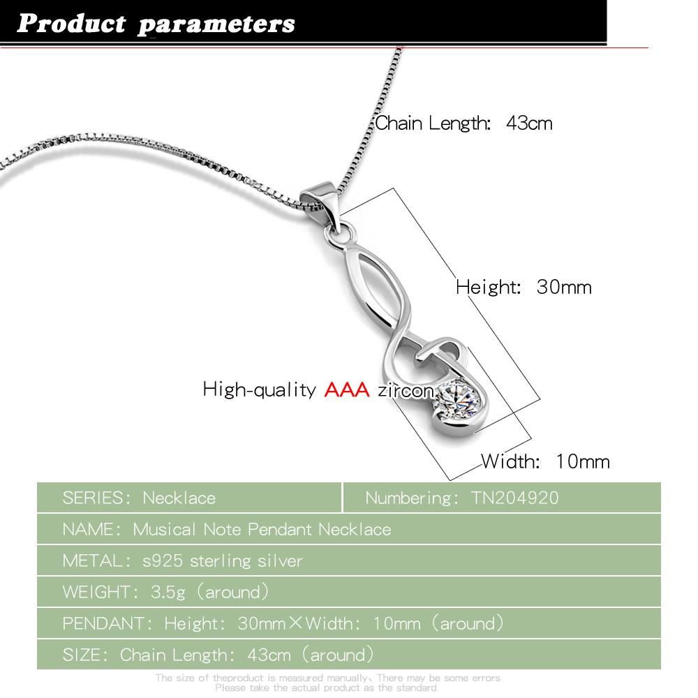 New Purple White Red Zircon Music Notation Pendant Choker Women100% 925 Sterling Silver Necklace Box Chain Jewelry Gift