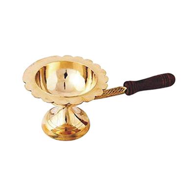 Pure Brass Dhoop Dani with Wooden Handle | Dhup Dani | Incense Dhup Burner for Diwali Laxmi Poojan Aarti Diya Mandir Pooja Spritual Item