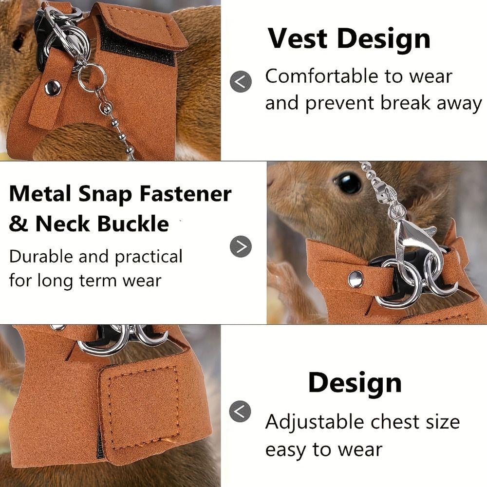 Adjustable Rat Harness and Leash Set 3 Sizes Vests Anti-Bite Chest Strap Lizard Traction Rope Comfortable Leather