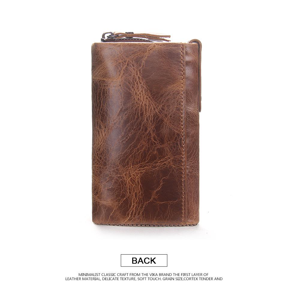 Black Angel Men's Genuine Leather Tri-fold Wallet with Key Holder and Coin Purse