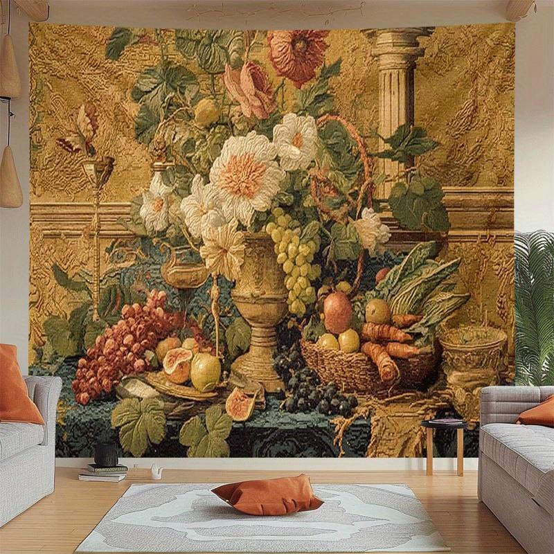 

Retro Baroque Still Life Digital printing polyester wall hanging tapestry decorative Living room bedrooms Office background gift 74x94cm(29x37in)