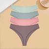 FINETOO 4Pcs Cotton Ribbed Underwear Women's Sexy Low-Waist Breathable Thongs Girls Sports Panties Stretchy T Back Soft Lingerie