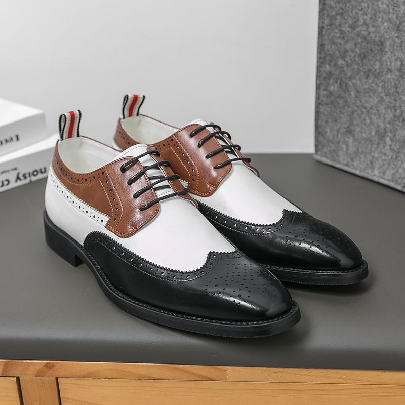 Fashion British Style Men's Brogue Shoes Trendy Office Interviews Business Dress Shoes High-end Banquet Versatile Men's Leather Shoes