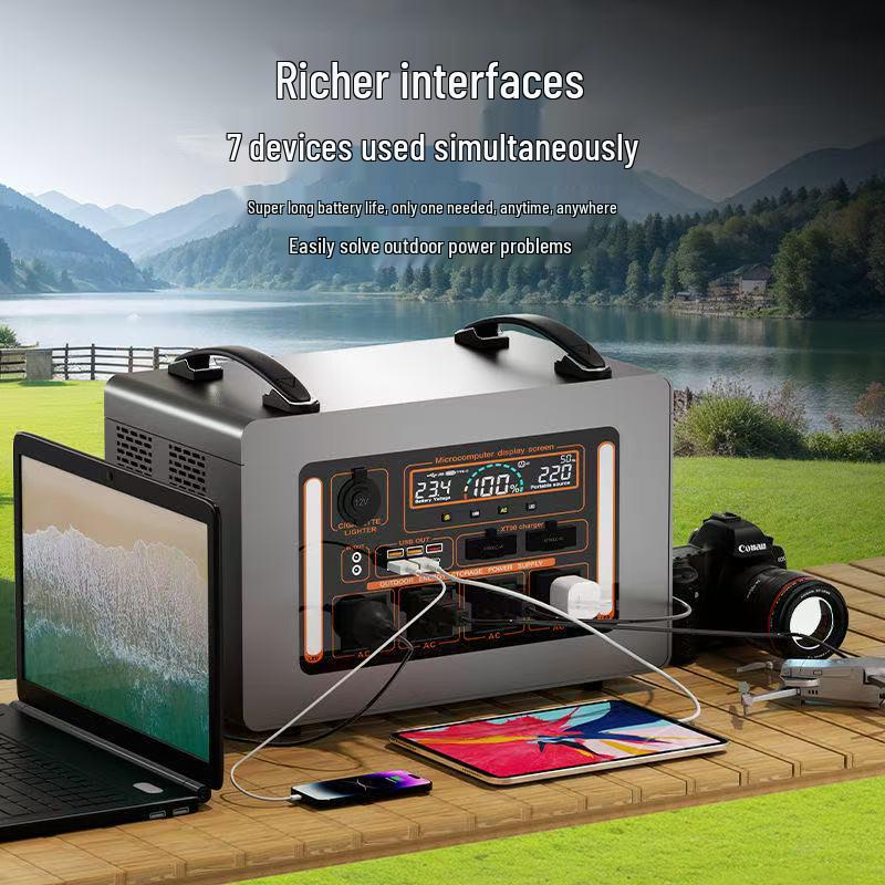 220V Portable Outdoor Power Supply: Large-Capacity Emergency Backup for Camping, Live Streaming, and Self-Driving Tours.