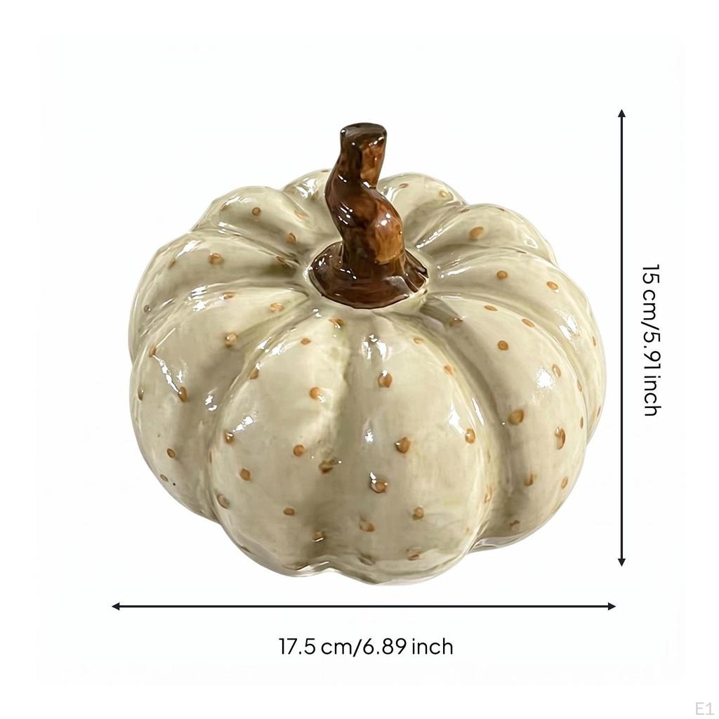 LightToned Ceramic Pumpkin Ornament CreamColored Figurine Speckled Home Decorations