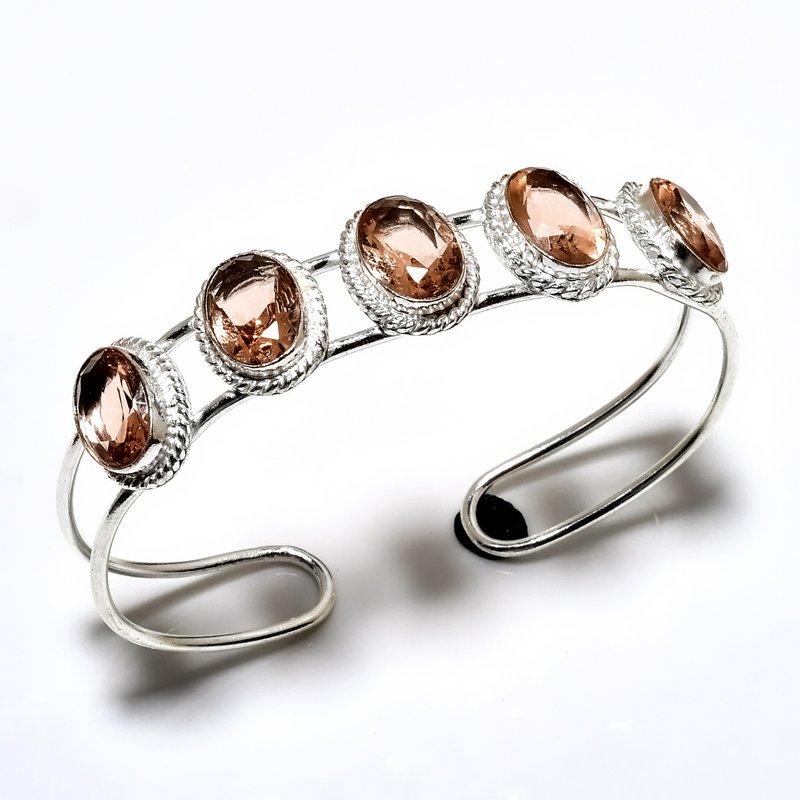 

Морганитовый драгоценный камень 925 посеребренный ювелирный браслет ручной работы