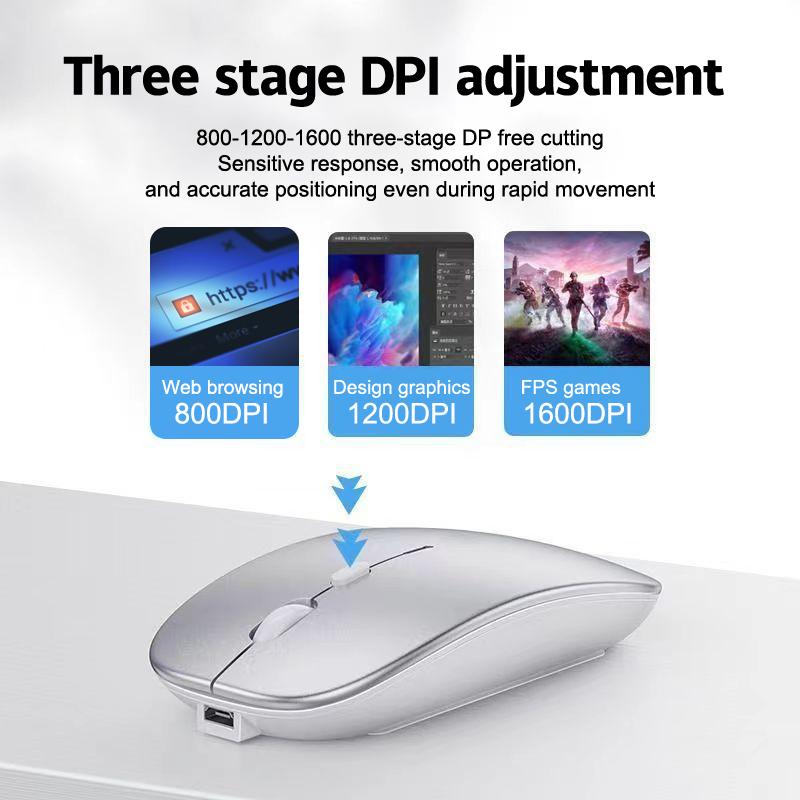 Portable Wireless Mouse Bluetooth-Compatible 2.4Ghz Dual Modes Computer Wireless Mice Mute For Pc Xiaomi Pad Laptop Macbook