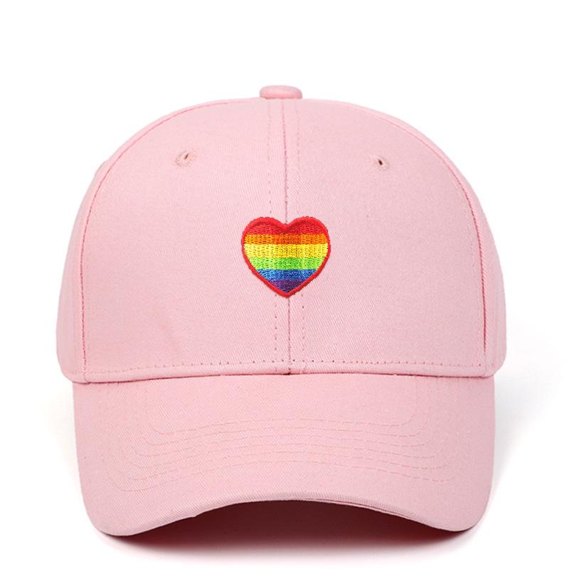 Rainbow Heart Embroidered Baseball Cap - Breathable Sun Protection Dad Hat for Outdoor Sports