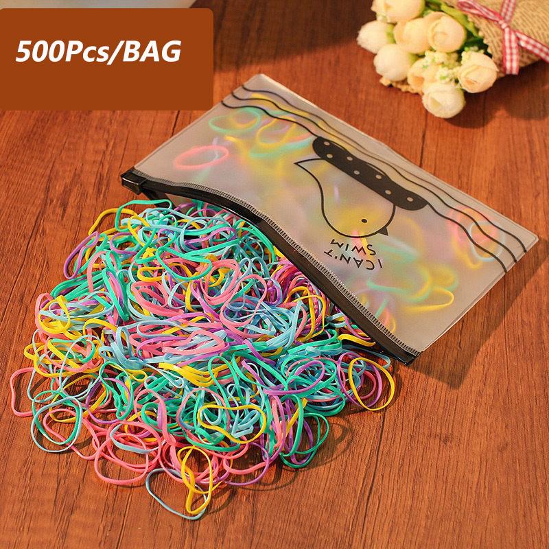 

500 шт./пакет Девочки Разноцветные Маленькие Одноразовые Резинки Жвачка Для Хвоста Держатель Скранчи Резинки для Волос Модные Аксессуары для Волос Size fits all