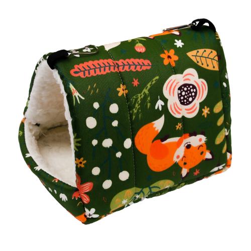 1 pezzo Stampa Carina Uccello Letto Gabbia Mini Coniglio Scoiattolo Tappetino Porcellino d'India Nido Hamster Casa Piccolo Animale Letto per Dormire Gabbia Sospesa per Animali Domestici
