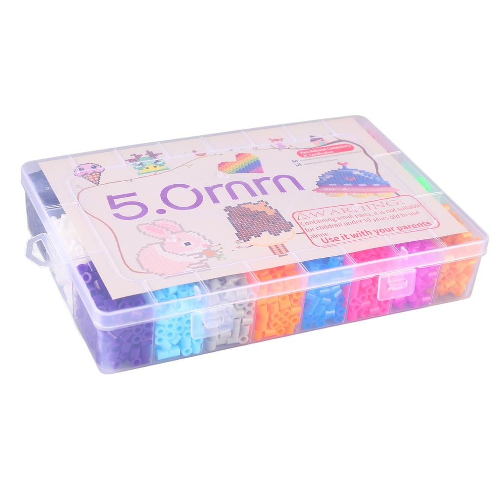 24 Color Fuse Beads Set 5mm Fuse Beading Kit with Pegboards Set Art Crafts Toys for Kids